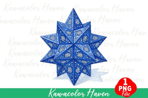 Blue Decorative Christmas Star: Premium Illustrations