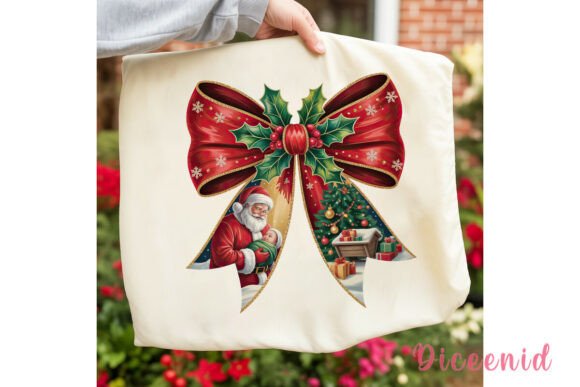 Christmas Bow with Scenes PNG Clipart & Illustrations