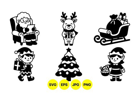 Christmas Elf Santa Silhouette SVG: Festive Illustrations
