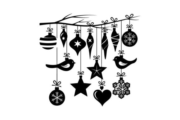 Christmas Ornaments Silhouette Hanging F Illustrations