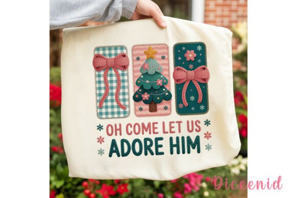Cozy Knitted Christmas Adore Him PNG Illustrations
