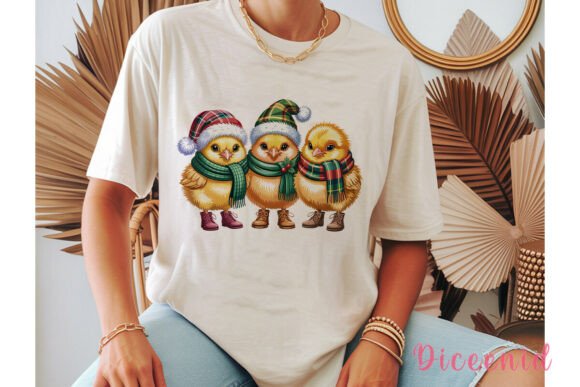 Cute Christmas Chicks Sublimation Design & Illustrations