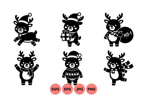 Cute Christmas Reindeer SVG Set: Festive Illustrations