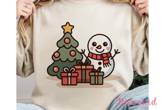 Cute Christmas Snowman Tree PNG Clipart & Illustrations
