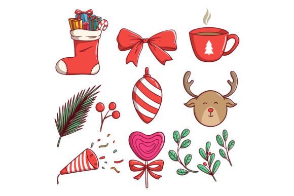 Doodle Christmas Elements Bundle Illustrations