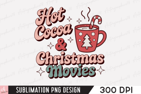 Hot Cocoa and Christmas Movies PNG Illustrations