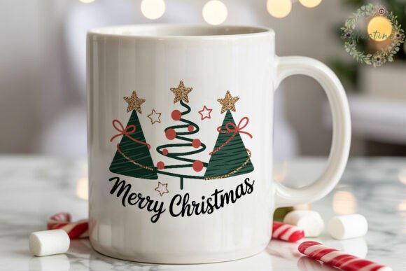 Merry Christmas Trees Sublimation Design & Illustrations