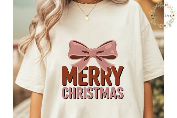 Pink Christmas Bow Sublimation Design & Illustrations