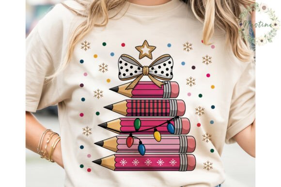 Pink Christmas Pencil Tree PNG Clipart & Illustrations