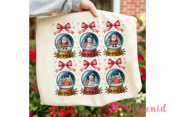 Pink Christmas Snow Globe Clipart: Editorial Illustrations