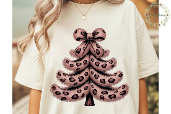 Pink Leopard Christmas Tree PNG Clipart & Illustrations