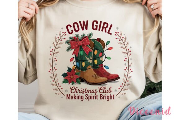 Rustic Cowgirl Christmas PNG Clipart for Illustrations